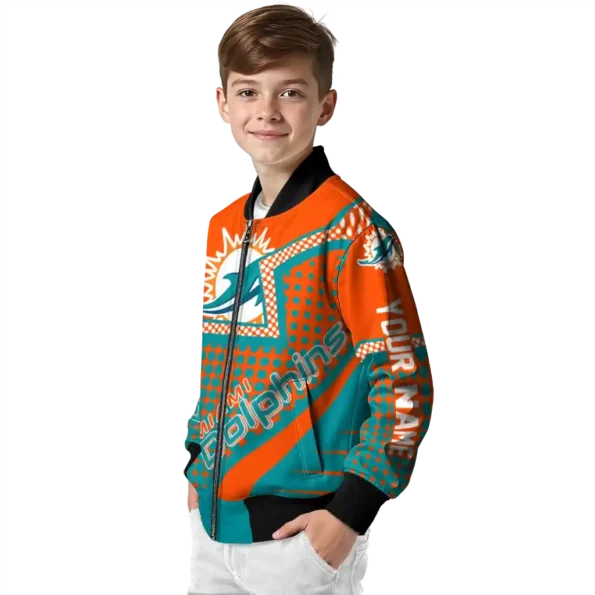 customized miami dolphins star burst aqua bomber jacket trendy