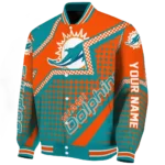customized miami dolphins star burst aqua varsity jacket best selling