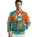 customized miami dolphins star burst aqua varsity jacket best selling