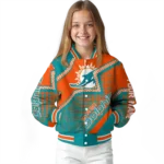 customized miami dolphins star burst aqua varsity jacket best selling