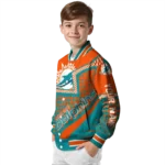 customized miami dolphins star burst aqua varsity jacket best selling