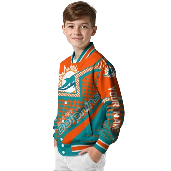 customized miami dolphins star burst aqua varsity jacket trendy