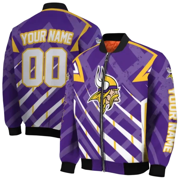 customized minnesota vikings chevron angles purple bomber jacket fashion forward