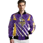 customized minnesota vikings chevron angles purple bomber jacket best selling