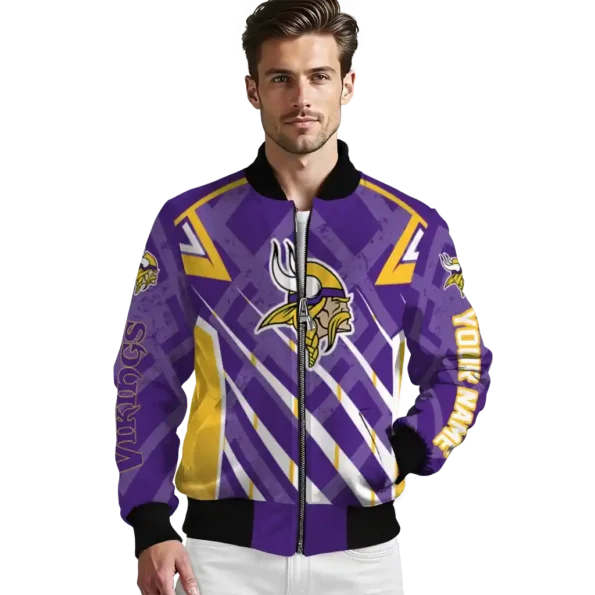 customized minnesota vikings chevron angles purple bomber jacket high quality