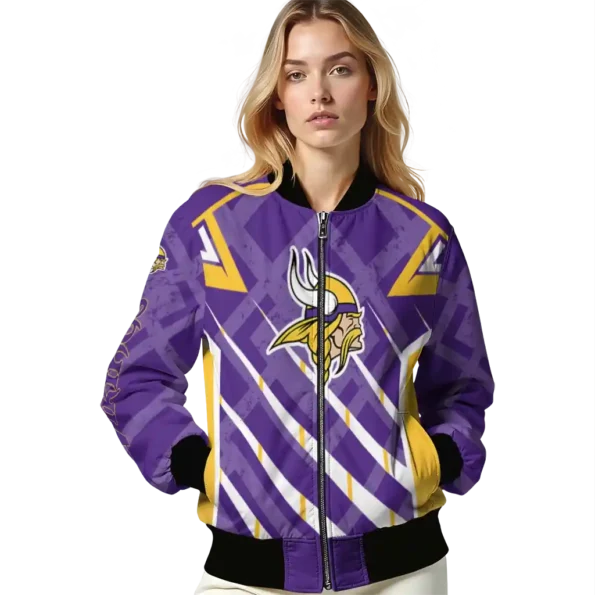 customized minnesota vikings chevron angles purple bomber jacket latest model