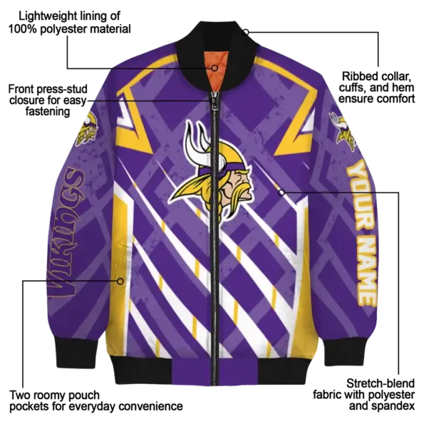 customized minnesota vikings chevron angles purple bomber jacket new arrival