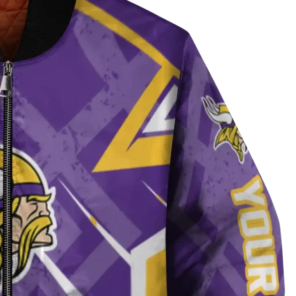 customized minnesota vikings chevron angles purple bomber jacket premium grade