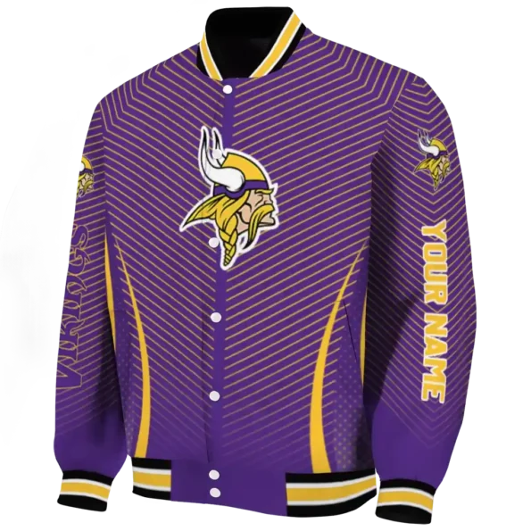 customized minnesota vikings chevron arrow purple varsity jacket best selling