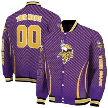 customized minnesota vikings chevron arrow purple varsity jacket fashion forward