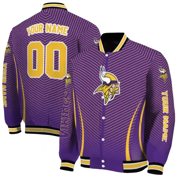 customized minnesota vikings chevron arrow purple varsity jacket fashion forward