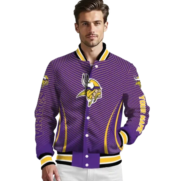 customized minnesota vikings chevron arrow purple varsity jacket high quality