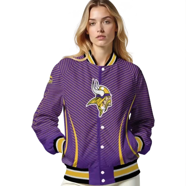 customized minnesota vikings chevron arrow purple varsity jacket latest model