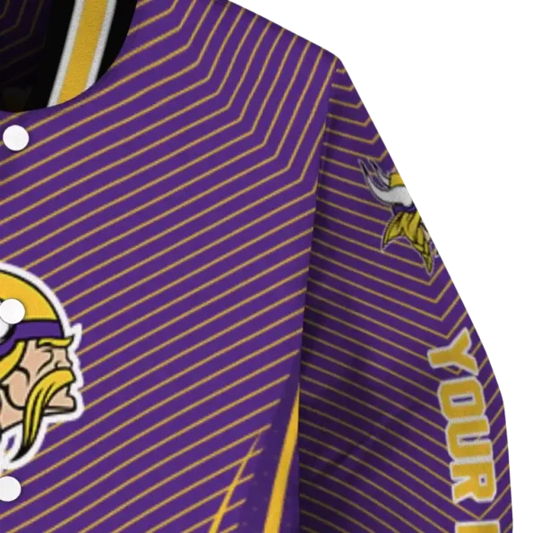 customized minnesota vikings chevron arrow purple varsity jacket premium grade
