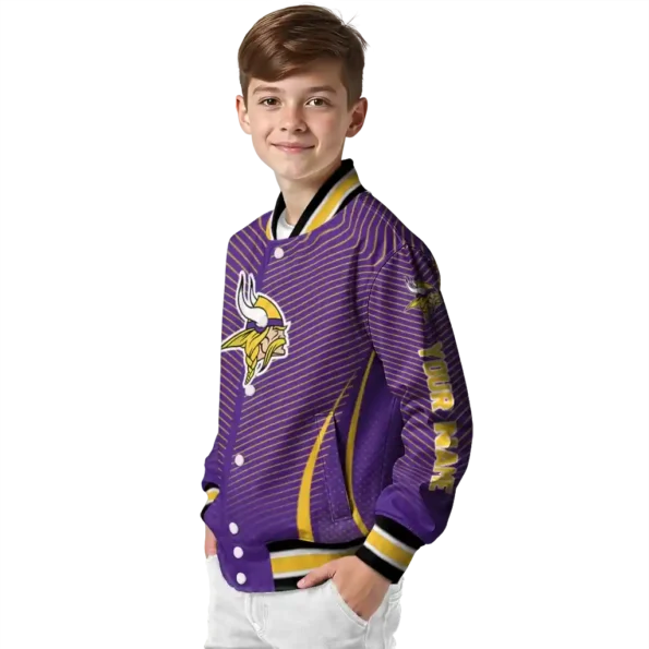 customized minnesota vikings chevron arrow purple varsity jacket trendy