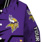 customized minnesota vikings hexagon cluster purple black varsity jacket best selling