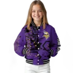 customized minnesota vikings hexagon cluster purple black varsity jacket best selling