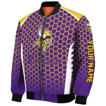 customized minnesota vikings hexagon grid purple bomber jacket best selling