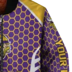 customized minnesota vikings hexagon grid purple bomber jacket best selling
