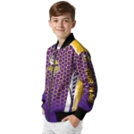 customized minnesota vikings hexagon grid purple bomber jacket best selling