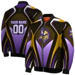 customized minnesota vikings mesh chest gold crocs black bomber jacket best selling