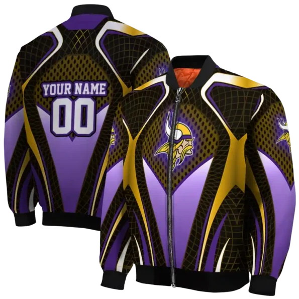 customized minnesota vikings mesh chest gold crocs black bomber jacket fashion forward