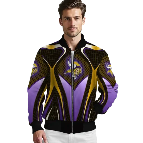 customized minnesota vikings mesh chest gold crocs black bomber jacket high quality