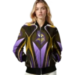 customized minnesota vikings mesh chest gold crocs black bomber jacket best selling