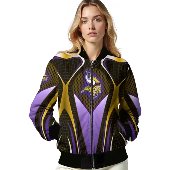 customized minnesota vikings mesh chest gold crocs black bomber jacket latest model