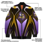 customized minnesota vikings mesh chest gold crocs black bomber jacket best selling