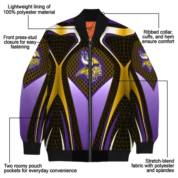 customized minnesota vikings mesh chest gold crocs black bomber jacket new arrival