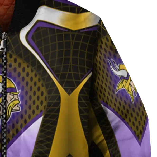 customized minnesota vikings mesh chest gold crocs black bomber jacket premium grade