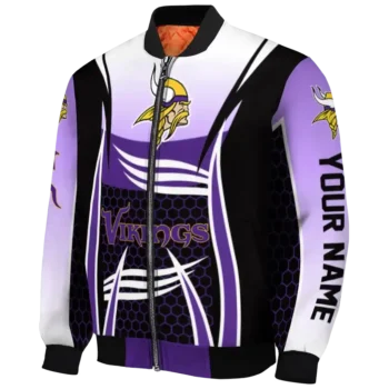customized minnesota vikings mesh effect purple black bomber jacket best selling