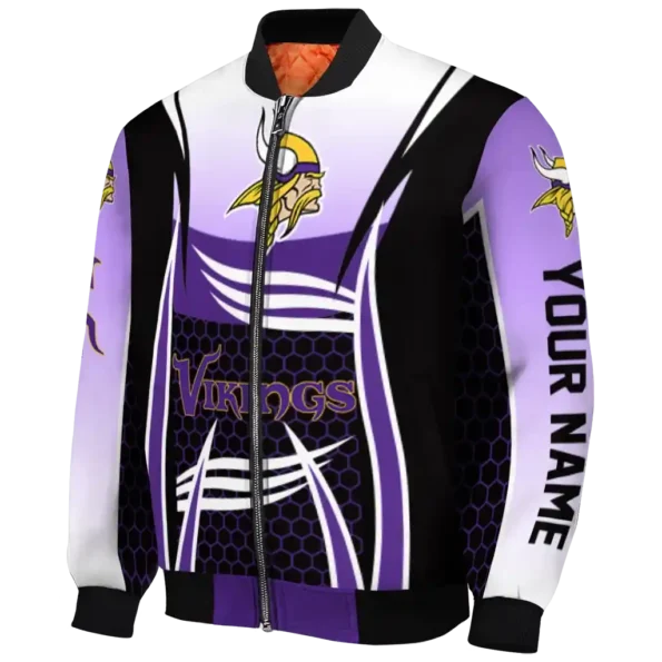 customized minnesota vikings mesh effect purple black bomber jacket best selling
