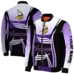 customized minnesota vikings mesh effect purple black bomber jacket best selling