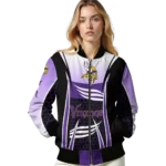 customized minnesota vikings mesh effect purple black bomber jacket best selling