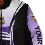 customized minnesota vikings mesh effect purple black bomber jacket best selling