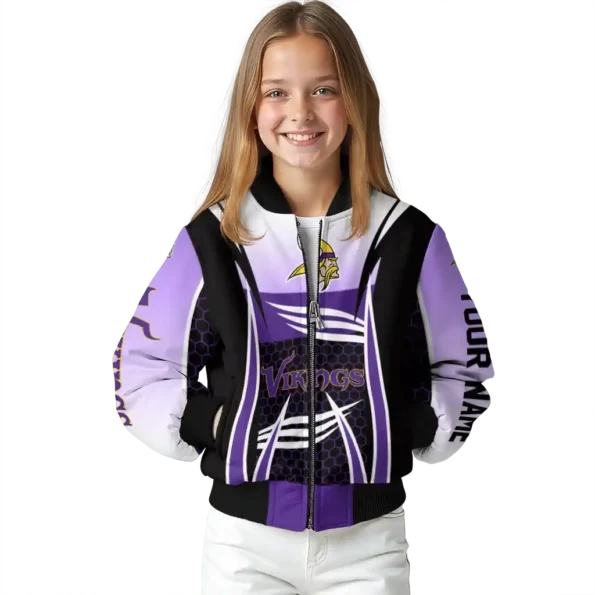 customized minnesota vikings mesh effect purple black bomber jacket top rated