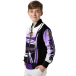customized minnesota vikings mesh effect purple black bomber jacket best selling