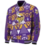 customized minnesota vikings pyramid shapes purple varsity jacket best selling