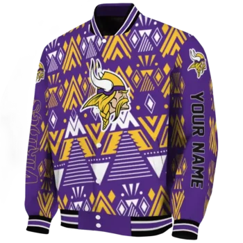 customized minnesota vikings pyramid shapes purple varsity jacket best selling