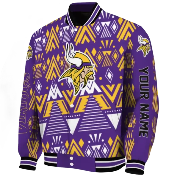 customized minnesota vikings pyramid shapes purple varsity jacket best selling