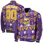 customized minnesota vikings pyramid shapes purple varsity jacket best selling