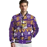 customized minnesota vikings pyramid shapes purple varsity jacket best selling