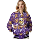 customized minnesota vikings pyramid shapes purple varsity jacket best selling