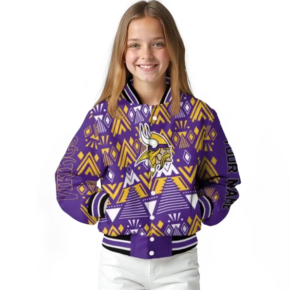 customized minnesota vikings pyramid shapes purple varsity jacket top rated