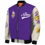 customized minnesota vikings razorback outline purple nude bomber jacket best selling