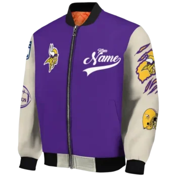 customized minnesota vikings razorback outline purple nude bomber jacket best selling