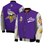 customized minnesota vikings razorback outline purple nude bomber jacket best selling