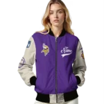 customized minnesota vikings razorback outline purple nude bomber jacket best selling